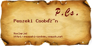 Peszeki Csobán névjegykártya